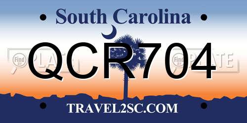 QCR704 South Carolina License Plate