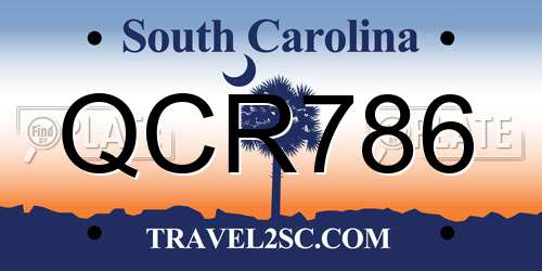 QCR786 South Carolina License Plate