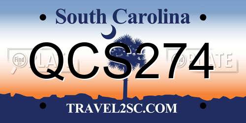 QCS274 South Carolina License Plate