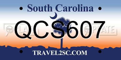 QCS607 South Carolina License Plate
