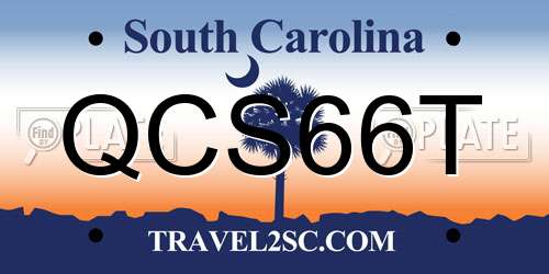 QCS66T South Carolina License Plate