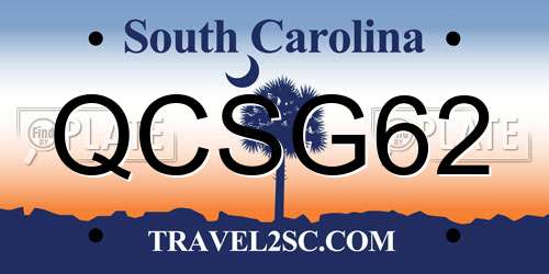 QCSG62 South Carolina License Plate