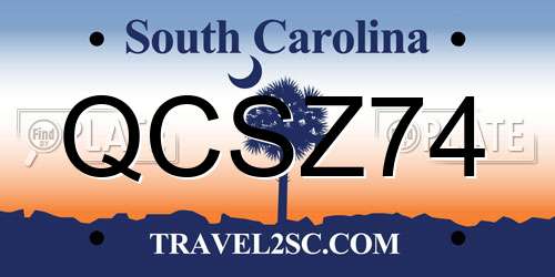QCSZ74 South Carolina License Plate