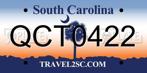 QCT0422 South Carolina License Plate