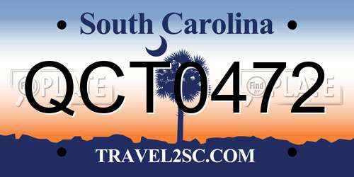QCT0472 South Carolina License Plate