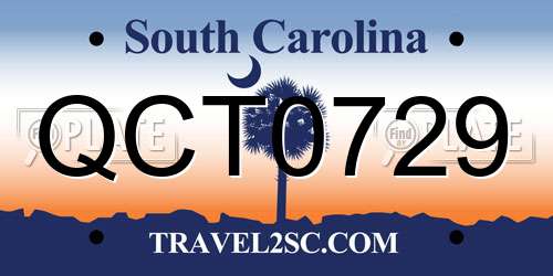 QCT0729 South Carolina License Plate