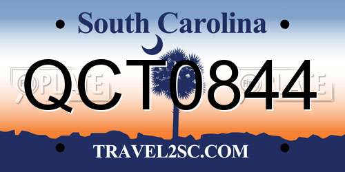 QCT0844 South Carolina License Plate