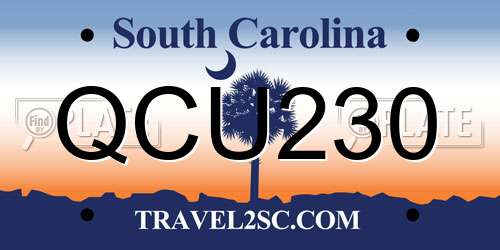 QCU230 South Carolina License Plate