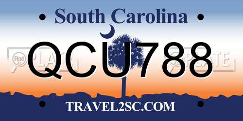 QCU788 South Carolina License Plate