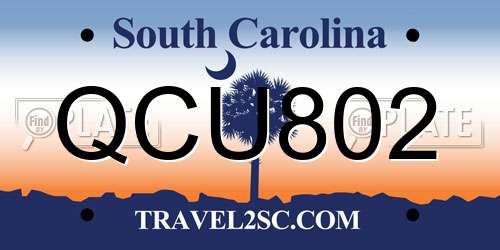 QCU802 South Carolina License Plate