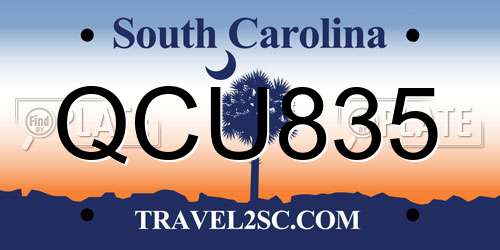 QCU835 South Carolina License Plate