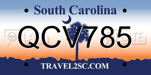 QCV785 South Carolina License Plate