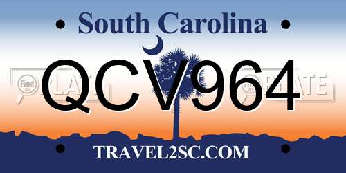 QCV964 South Carolina License Plate