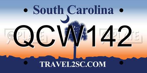 QCW142 South Carolina License Plate