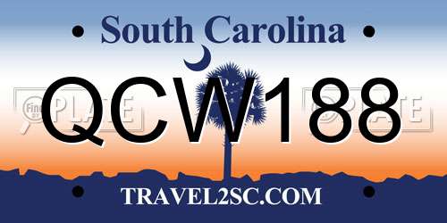 QCW188 South Carolina License Plate