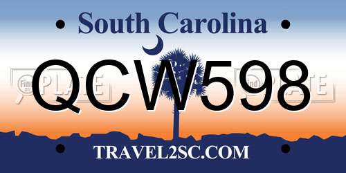 QCW598 South Carolina License Plate