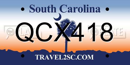 QCX418 South Carolina License Plate