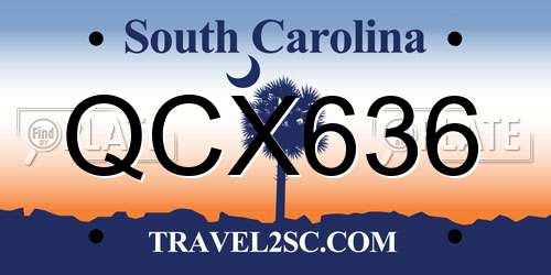 QCX636 South Carolina License Plate