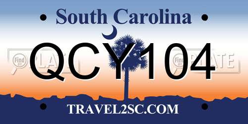 QCY104 South Carolina License Plate