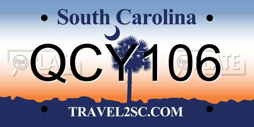 QCY106 South Carolina License Plate
