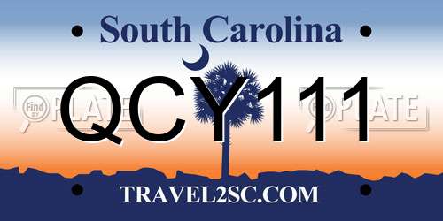 QCY111 South Carolina License Plate