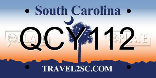 QCY112 South Carolina License Plate