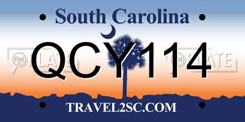 QCY114 South Carolina License Plate