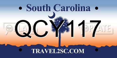 QCY117 South Carolina License Plate