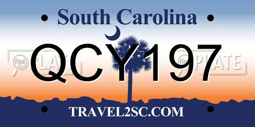 QCY197 South Carolina License Plate