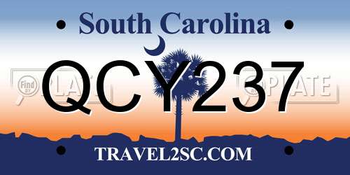 QCY237 South Carolina License Plate