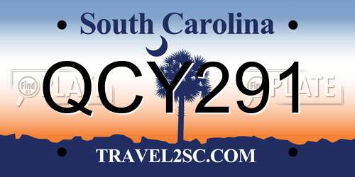 QCY291 South Carolina License Plate