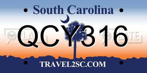 QCY316 South Carolina License Plate
