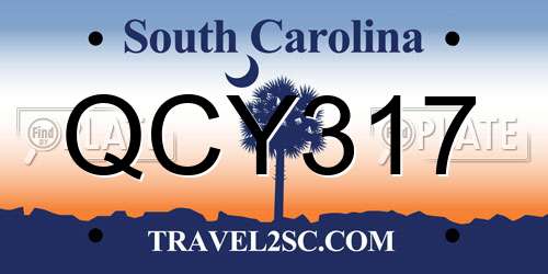 QCY317 South Carolina License Plate