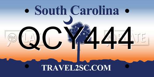 QCY444 South Carolina License Plate