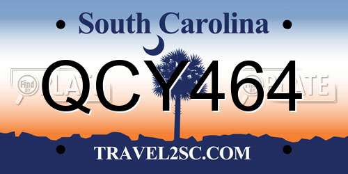 QCY464 South Carolina License Plate