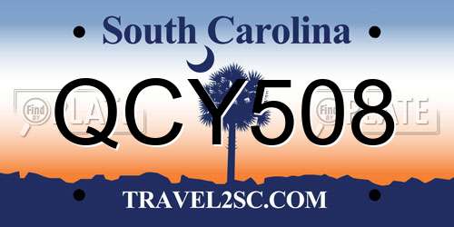 QCY508 South Carolina License Plate