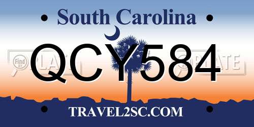 QCY584 South Carolina License Plate