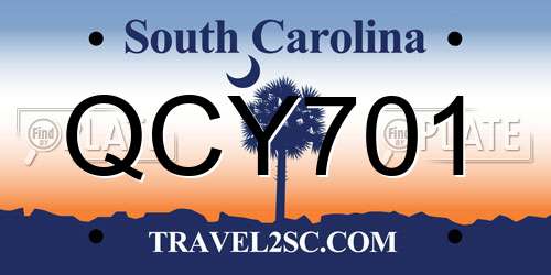 QCY701 South Carolina License Plate