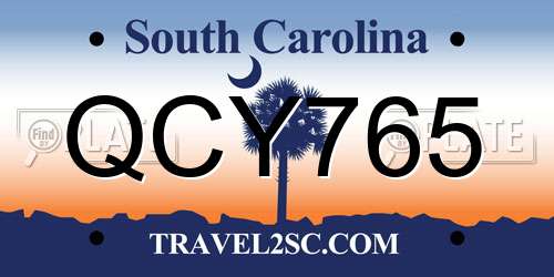 QCY765 South Carolina License Plate