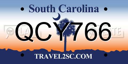 QCY766 South Carolina License Plate