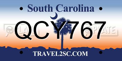 QCY767 South Carolina License Plate