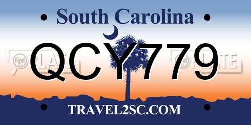 QCY779 South Carolina License Plate