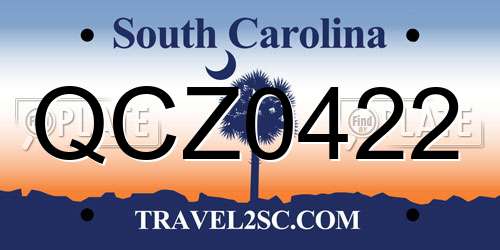 QCZ0422 South Carolina License Plate