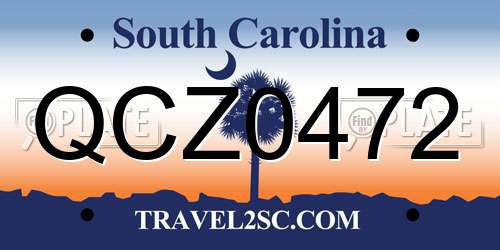 QCZ0472 South Carolina License Plate