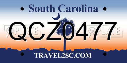 QCZ0477 South Carolina License Plate