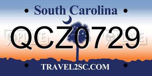 QCZ0729 South Carolina License Plate