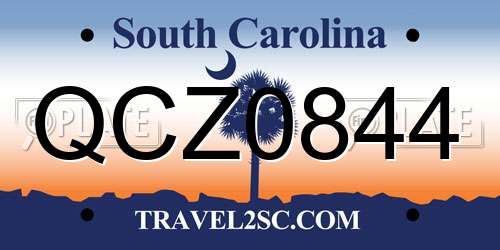 QCZ0844 South Carolina License Plate