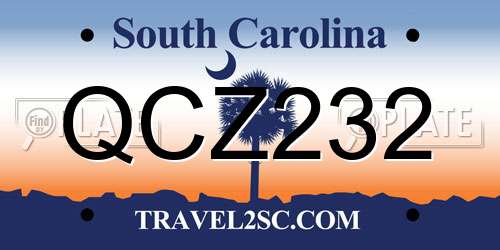 QCZ232 South Carolina License Plate