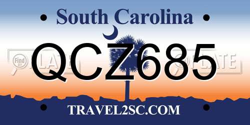 QCZ685 South Carolina License Plate