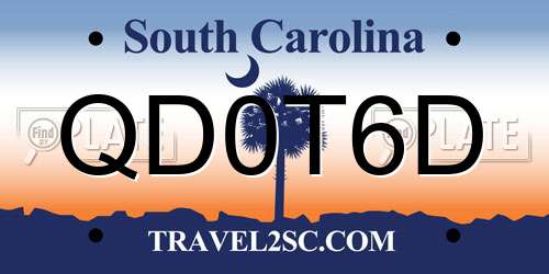 QD0T6D South Carolina License Plate